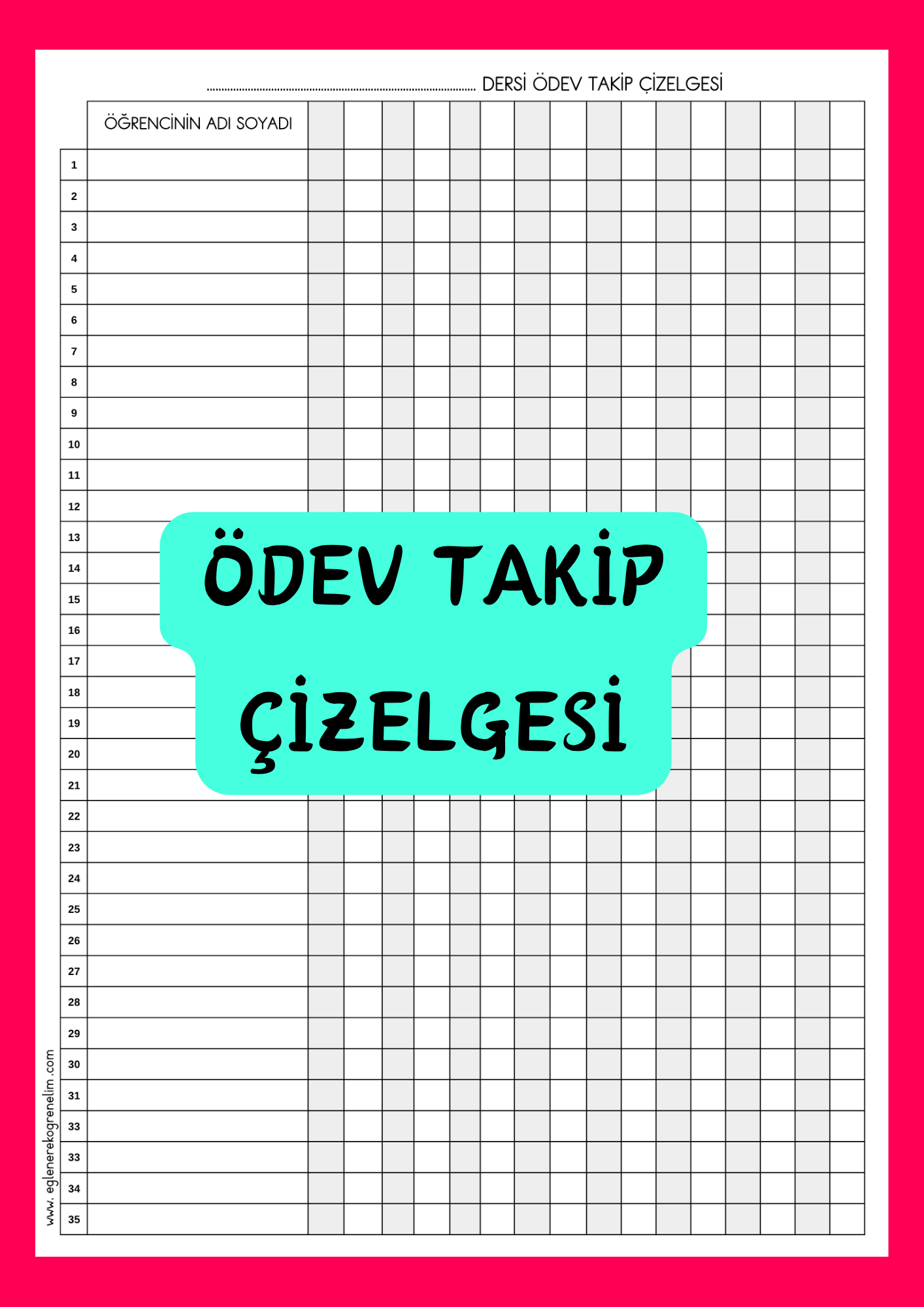 Ödev Takip Çizelgesi