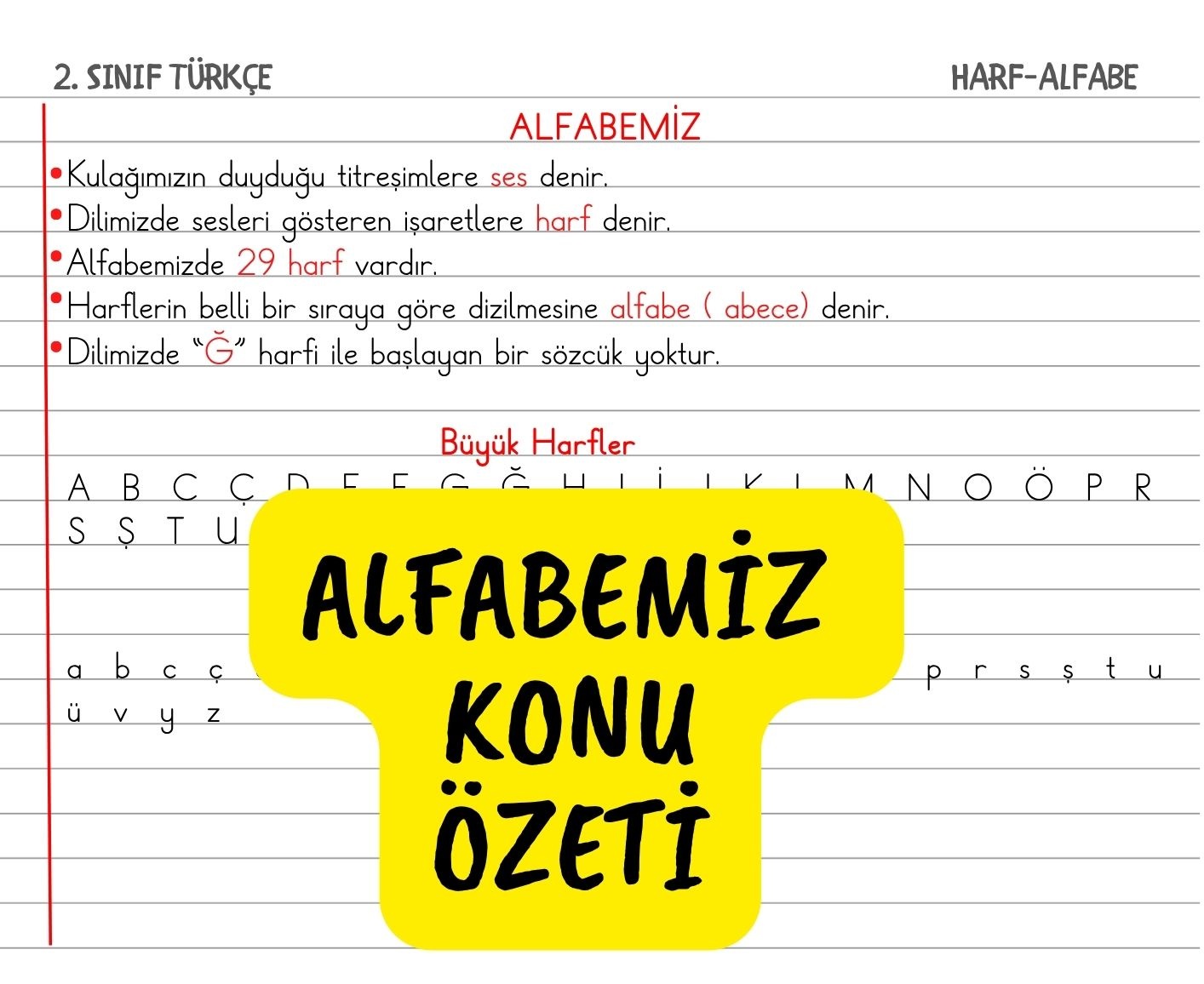 2.Sınıf Alfabemiz Konu Özeti