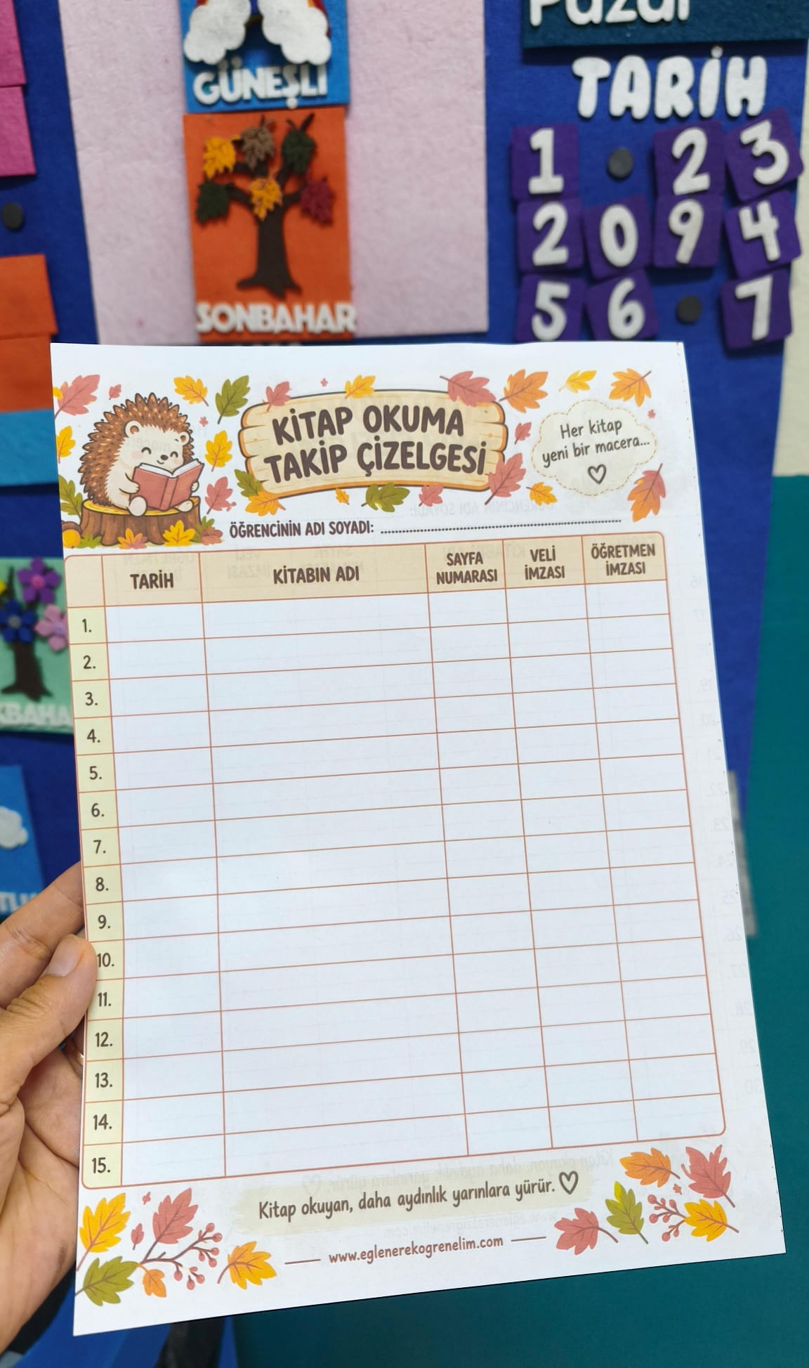 Kitap Okuma Takip Çizelgesi Mevsim Temalı
