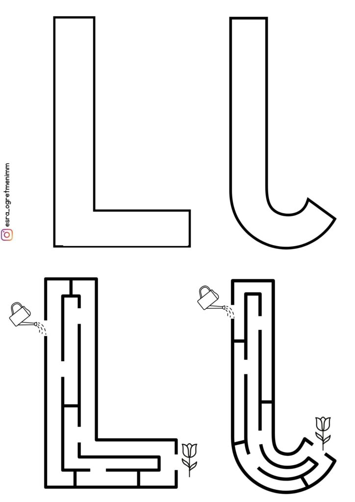 L Sesi Harf Boyama Ve Labirent Bulmaca