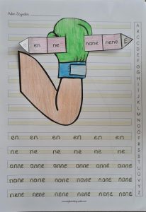 e sesi hece ve kelimeleri defter calismasi eldivenl