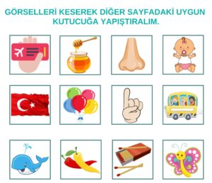 B Sesi Kes Yapıştır Etkinliği-Kelime Görsel Eşleştirme | Eğlenerek ...