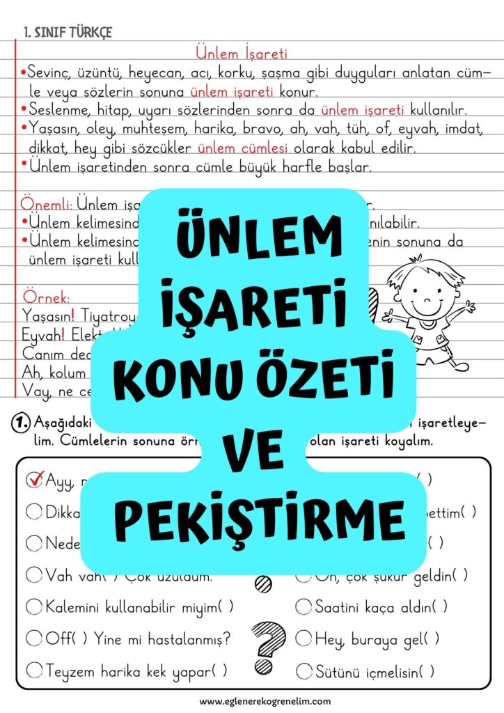 Ünlem İşareti Konu Özeti ve Pekiştirme
